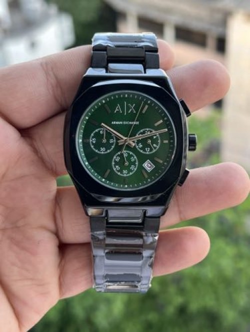 ARMANI EXCHANGE BLACK GREEN ALL CHRONO WORKING