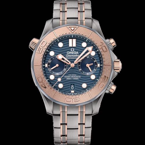 Omega Seamaster Diver 300m Chronograph Silver Rose Gold Blue Dial