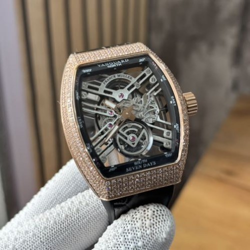 Franck Muller Skeleton Black Rose Gold Diamond Semi ETA