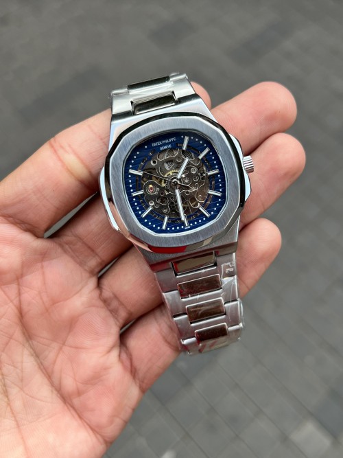 Alternative view of Patek Phillip E Nautilus Automatic Silver Blue