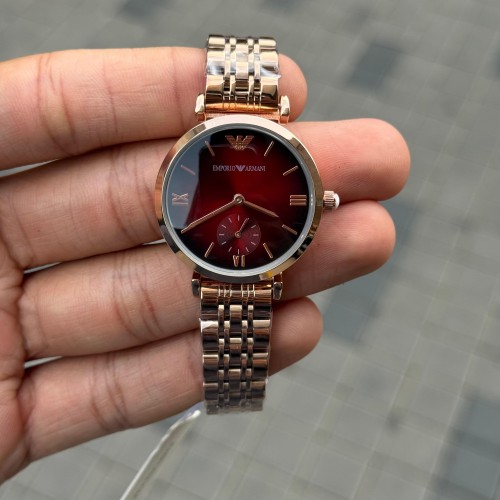 Emporio Arman I Women S Rose Gold Red Dial