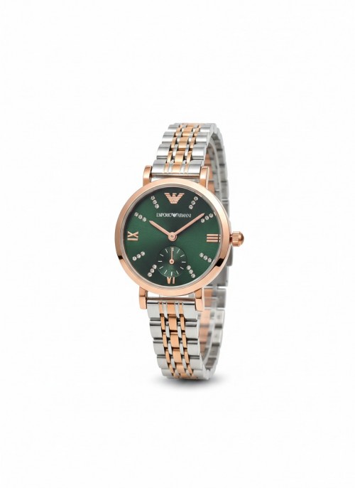 Emporio Arman I Women Two Tone Green Diamond Edition