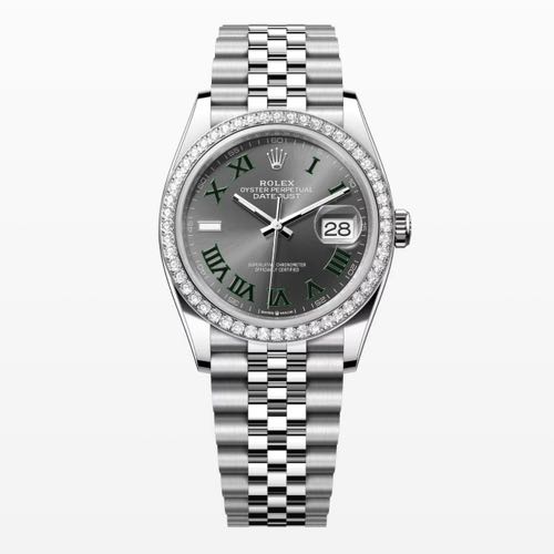 Unisex Date Just 36 Diamond Set Bezel Wimbledon Dial