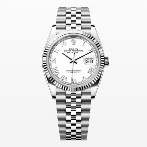 Unisex Date Just 36MM White Roman Dial