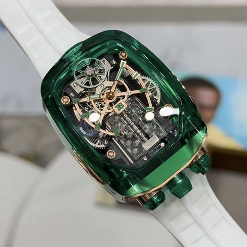 Bugatti Chiron Sapphire Green Case White Strap