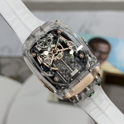 Bugatti Chiron Sapphire Clear Case White Strap