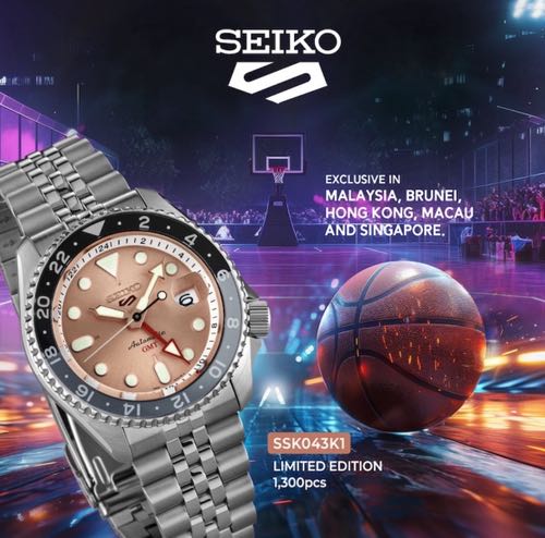 Seiko 5 Sports GMT Thong Sia Rose Dial Limited Edition Authentic Quality