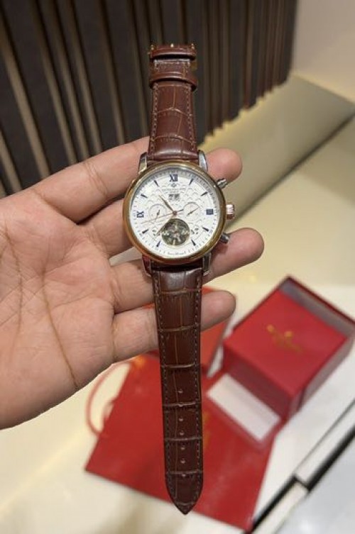 PATEK PHILIPPE LEATHER BELT AUTOMATIC WATCH