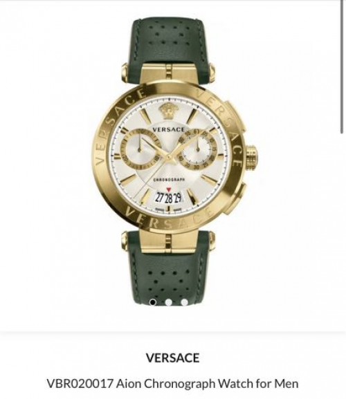 Versace Aion Chronograph Green Leather Authentic Store Quality