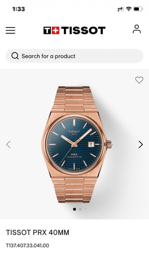 Tissott Prx Powermatic 80 Rose Gold