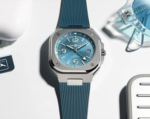 Bell Ross BR 05 GMT Sky Blue Rubber Strap