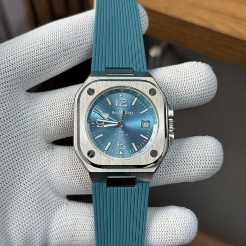 Alternative view of Bell Ross BR 05 GMT Sky Blue Rubber Strap