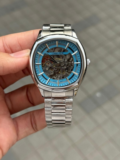 Alternative view of Cartie R Square Skeleton Automatic Silver Tiffany
