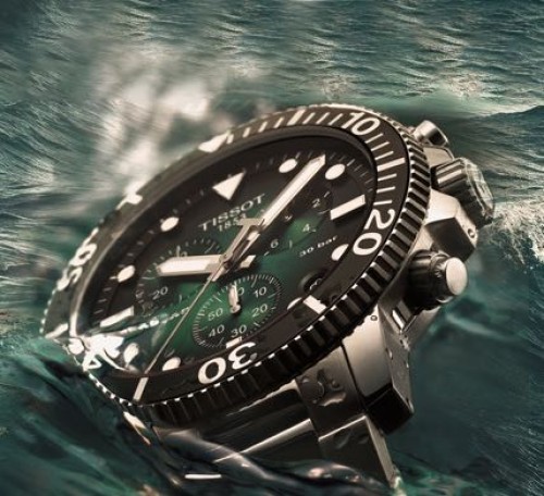 Alternative view of Tissot Seastar Chronograph Green Dial