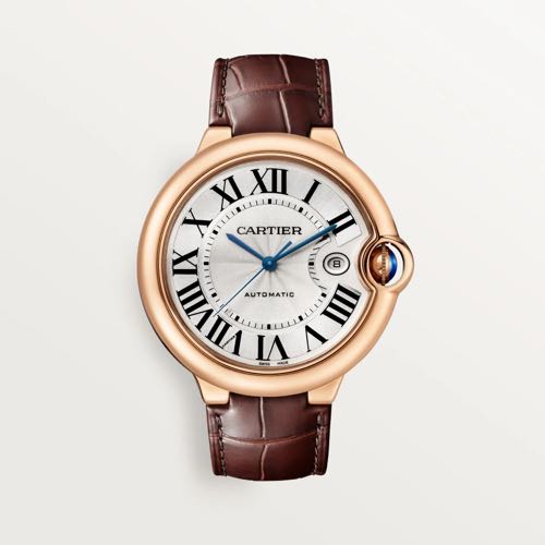 Cartier Ballon Bleu Gents RGold Brown Leather