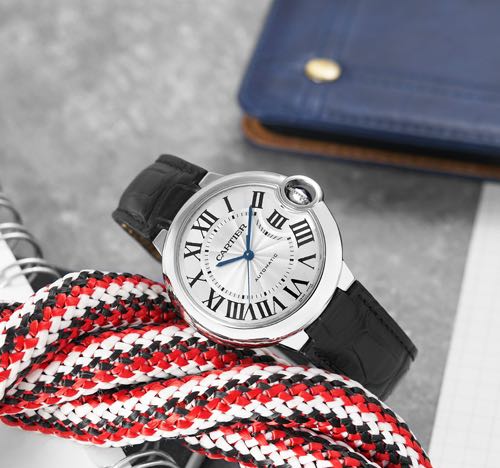 Alternative view of Cartier Ballon Bleu Gents Silver Black Leather