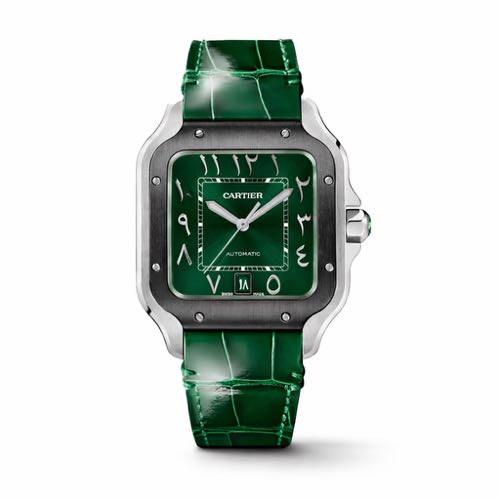 Santos De Cartier Arabic Dial Leather Strap