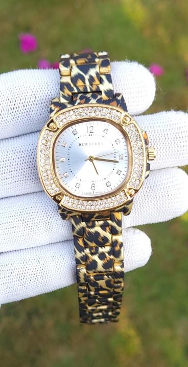 BRUBERRY Leopard Print Metal Watch AT397