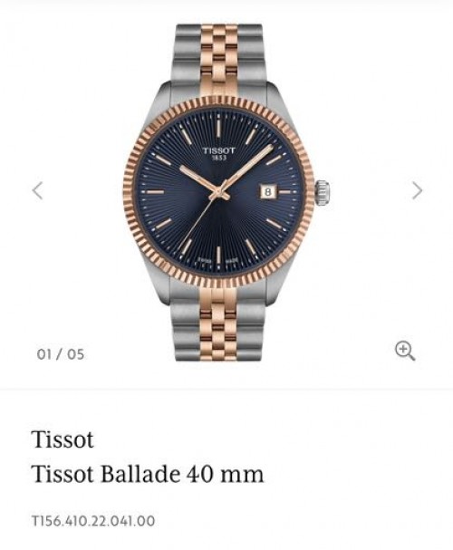 Tissot Ballade 40 Mm Silver Rose Gold Blue Authentic Store Quality With OG Box