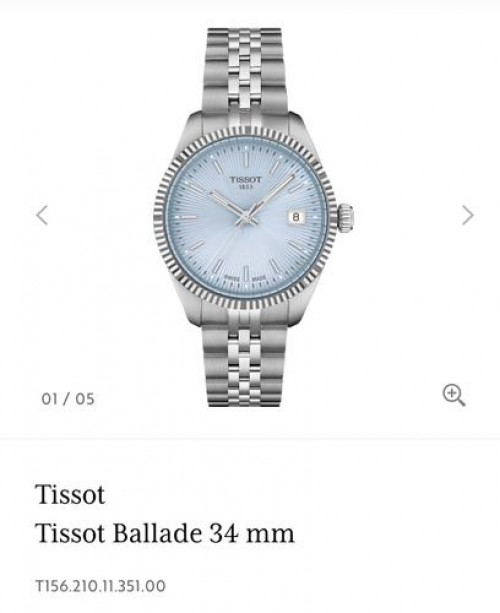Tissot Ballade 34 Mm Silver Sky Blue Authentic Store Quality With OG Box