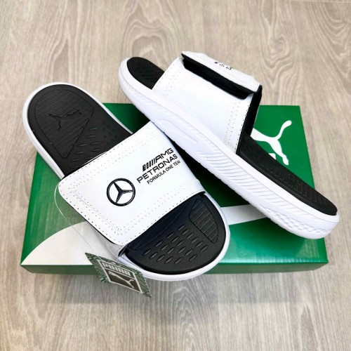 Pum.A X Mercedes AMG Petronas F1 SoftRide White Black Flip Flop