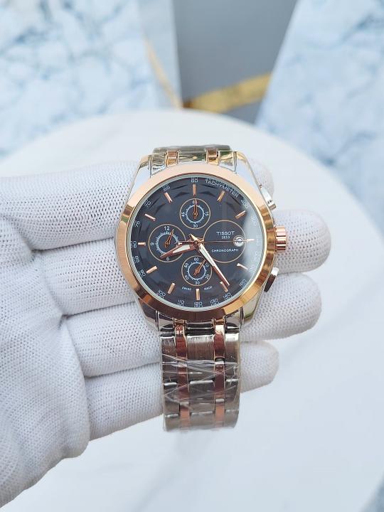 TISSOT COUTURIER CHRONO TWOTONE BLACK DIAL 386