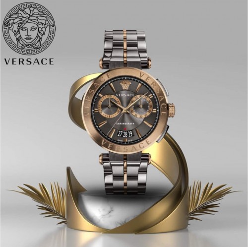 Versace Aion Chronograph Black Metal Authentic Store Quality