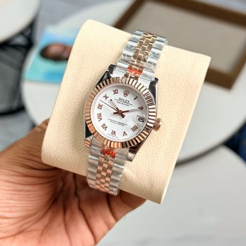 Rolex Date Just 31MM Two Tone Pearls White Dial