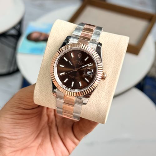 Rolex Date Just 41MM Two Tone Brown Dial
