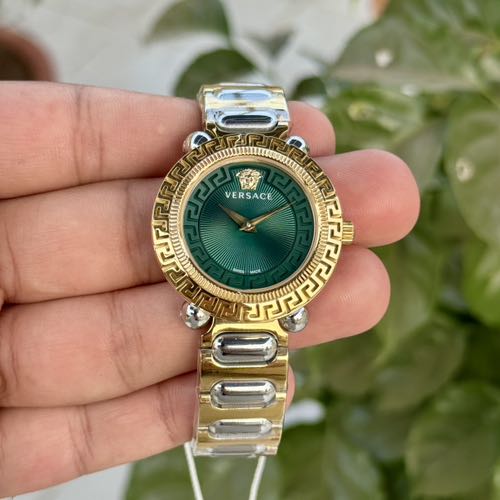 Versace Greca Analog Silver Gold Green