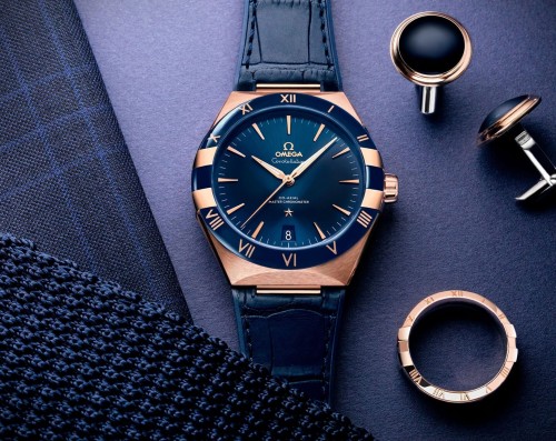 Omegaa Constellation Blue Rose Gold