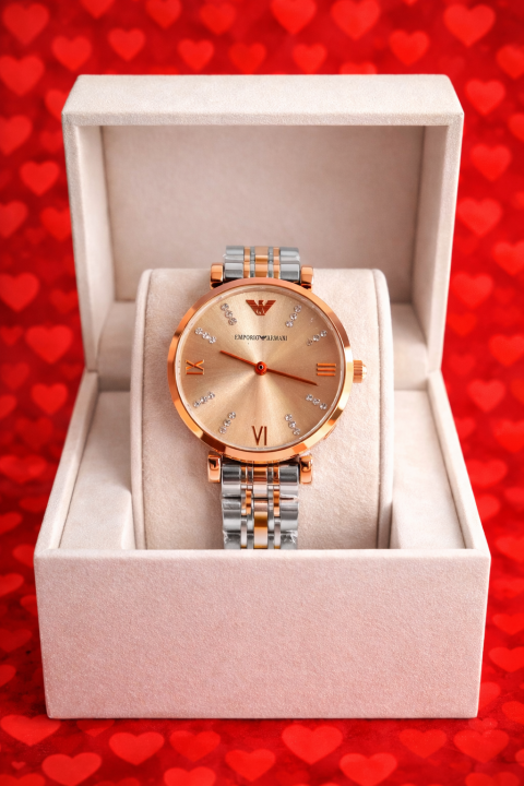 EMPORIO ARMANI WOMEN TWOTONE PINK DIAMOND DIAL 347