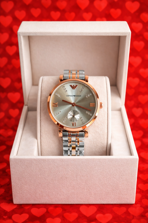 EMPORIO ARMANI WOMEN TWOTONE GREY DIAMOND DIAL 347