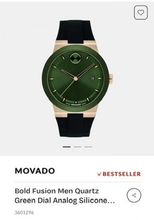 Movado Bold Fusion Black Rose Gold Green Dial Silicon Authentic Store Quality