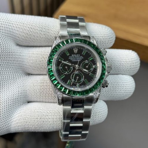 ROLEX Daytona Black Silver Diamond Bezel