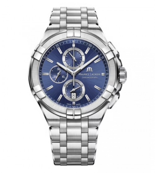 Maurice Lacroix Aikon Chronograph Silver Blue Metal AUTHENTIC Store Quality
