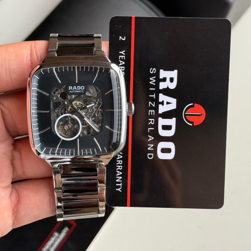 Alternative view of Rad O True Square Skeleton Automatic Silver Black