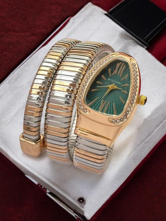 BVLGARI SNAKE GOLD TWOTONE GREEN DIAL AT350