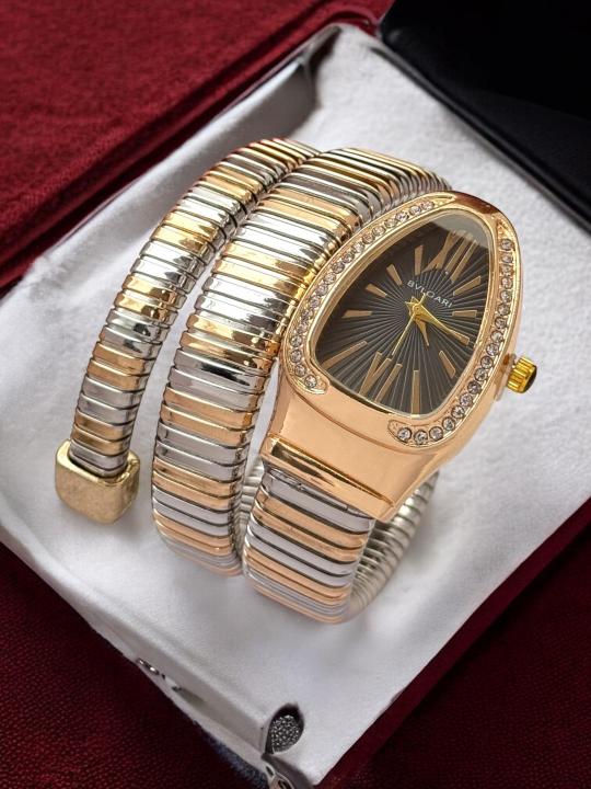 BVLGARI SNAKE GOLD TWOTONE BLACK DIAL AT350