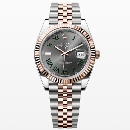 Swiss ETA Rolex Date Just Everose Rolesor Wimbledon Dial