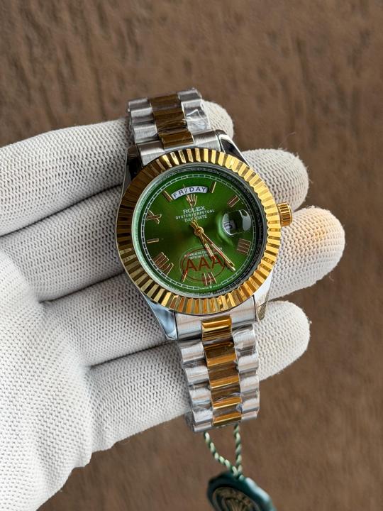 Alternative view of ROLEX DAYDATE GOLD TWOTONE GREEN ROMAN DIAL AT299