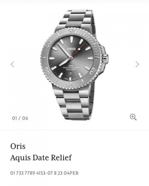 Oris Aquis Date Silver Grey Authentic Store Quality