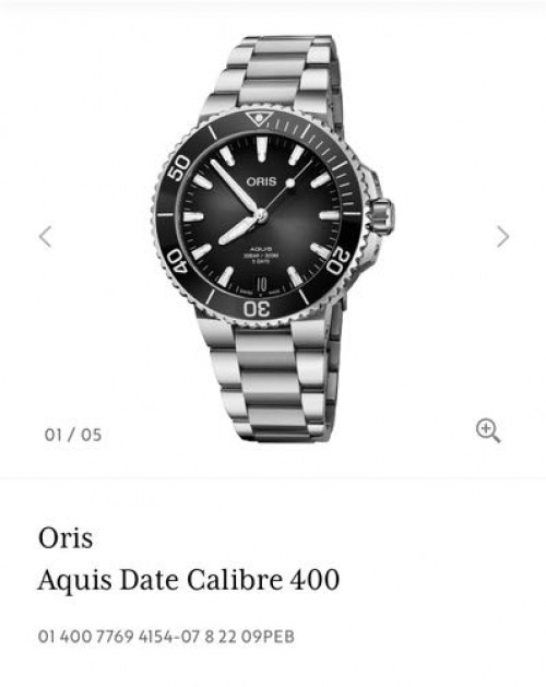 Oris Aquis Date Silver Black Authentic Store Quality