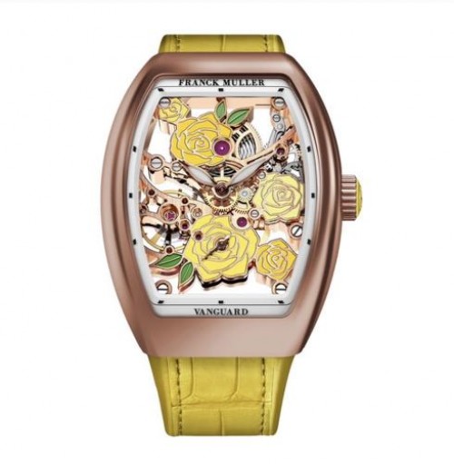 Franck Muller Vanguard Skeleton Lady Yellow Rose Gold