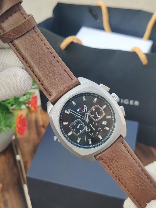 Tommy Hilfiger Chronograph Brown Silver Black AT392
