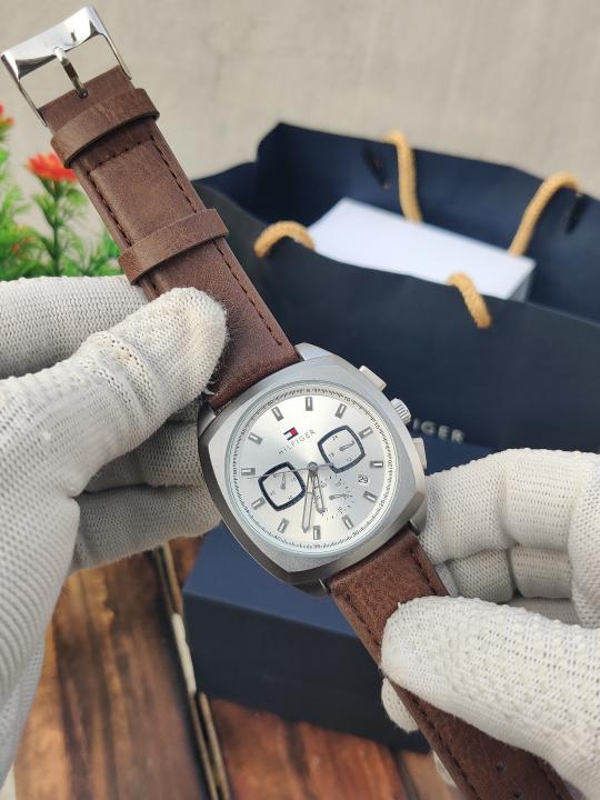 Tommy Hilfiger Chronograph Brown Silver White AT392