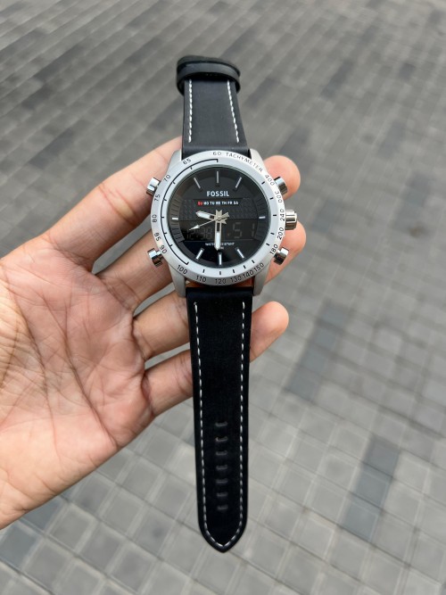 Alternative view of Fossi L Dual Time Silver Black