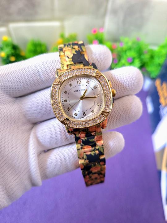BRUBERRY Flower Print Metal Watch AT397