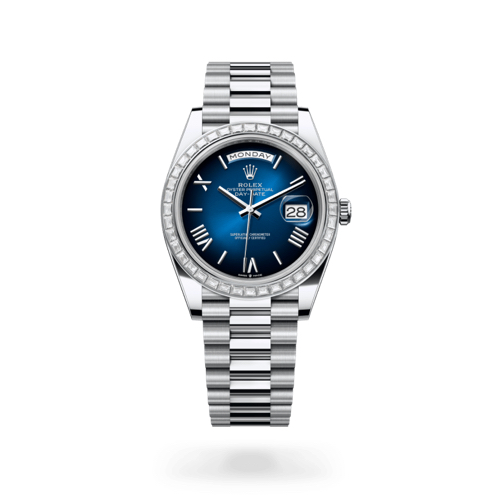 ROLEX Day Date Blue Ombre Dial Diamond Bezel