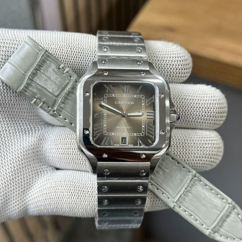 Cartier Santos Grey Dial With Extra Belt